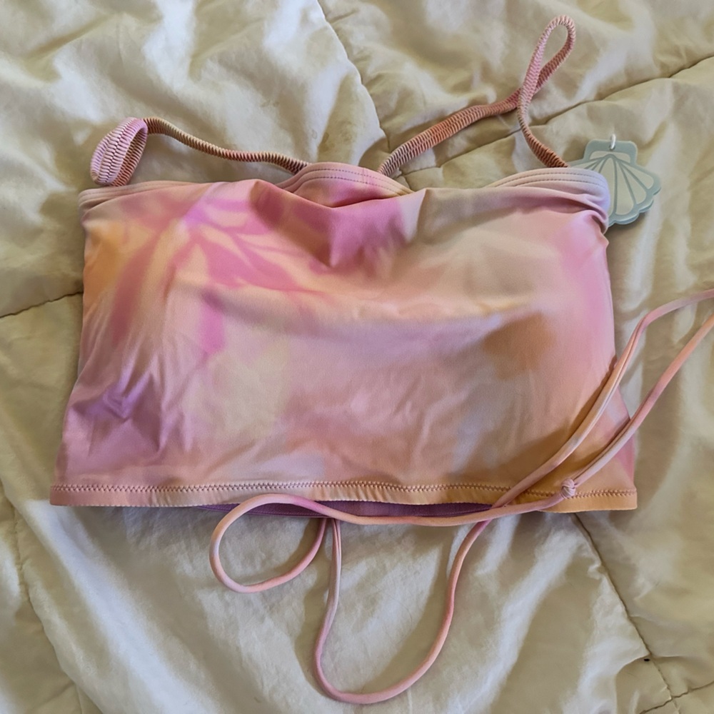 POPFLEX Pink and Orange Tie-Dye Swim Top